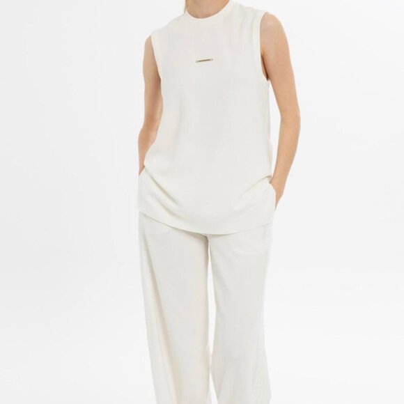 Side Slit Ecru Blouse - Picture 1 of 5